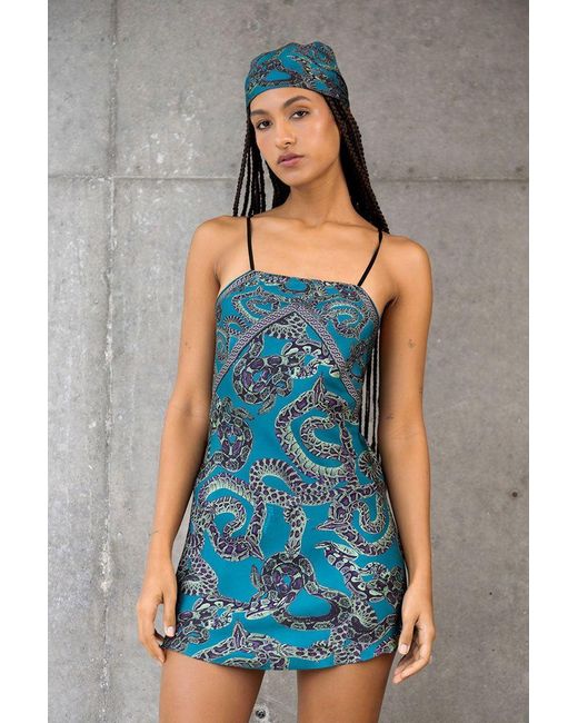 Monzlapur New York Blue Small Silk Snake Scarf