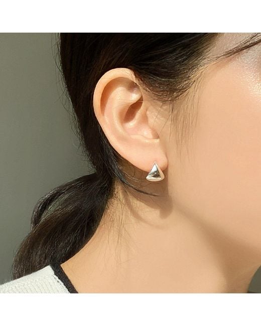 Cote Cache Metallic Triangle Dome Huggie Hoop Earrings