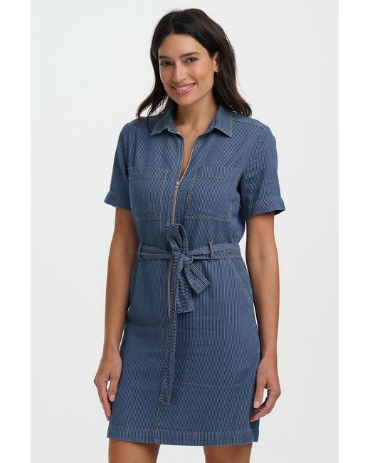 Sugarhill Blue Tasha Mini Dress Stripe Denim