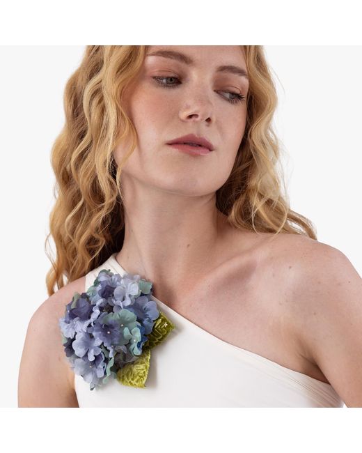 Helena Simon Blue The Hydrangea Floral Brooch