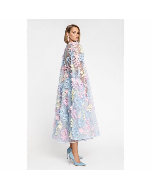MATSOUR'I Blue Dress Hortensia With Detachable Sleeves Midi