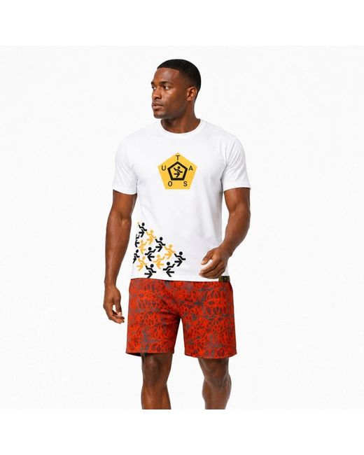 Chuks Collins Orange Tasou Print Shorts for men