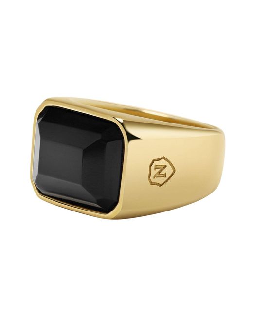 Nialaya Multicolor Zircon Signet Ring for men