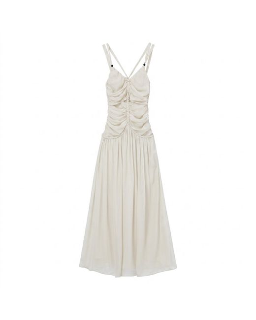 Belsize25 White Silent Mode Series – Silk Resort Dress With Hand-Woven Rope Straps