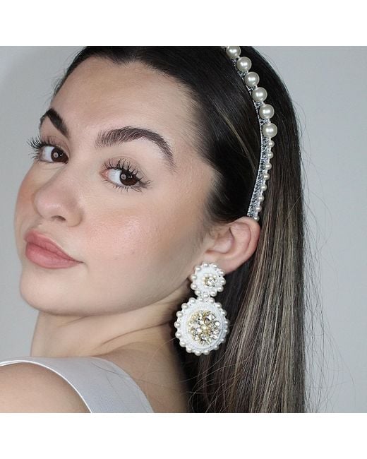 PINAR OZEVLAT Metallic Flower Drop Crystal