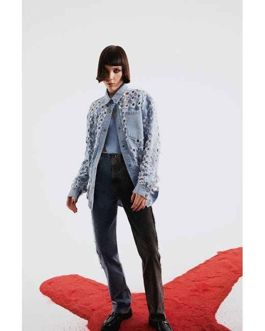Pcfg Blue Perforated Denim Shirt