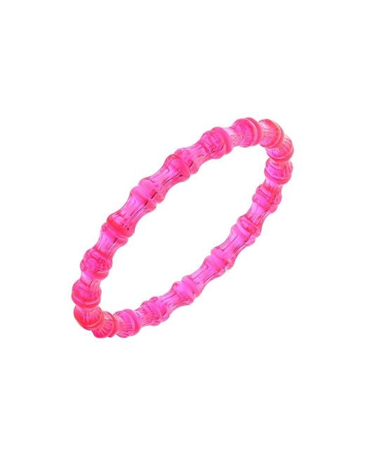 Gold & Honey Pink Bamboo Lucite Slip On Bangle Bracelet