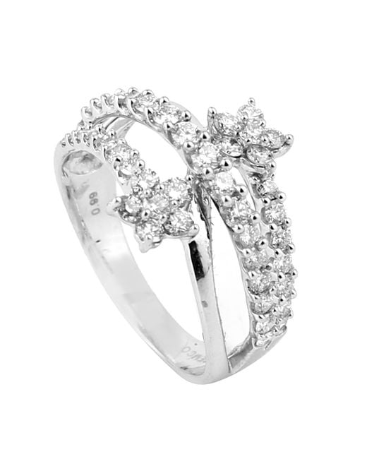 Artisan White Diamond Floral Crisscross Ring