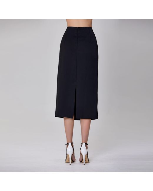 Smart and Joy Black Embroidered Pencil Skirt