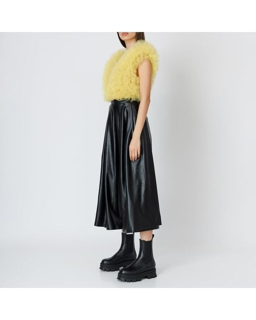 LIA ARAM Yellow Signature Lemon Ruffled Tulle Bodysuit