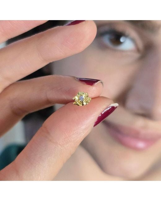 Harfi Metallic Alexandrite June Birthstone Rose Birthflower Plated Stud Earrings
