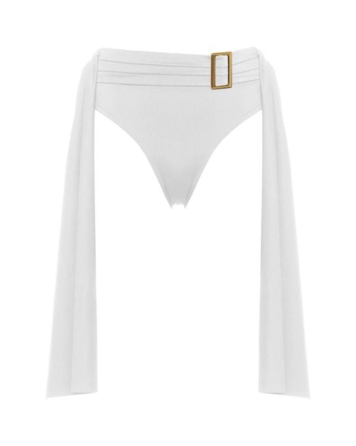 ANTONINIAS Black Amaze High Waisted Swimwear Bottom With Decorative Belt And Golden Buckle