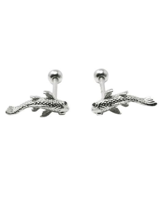 NASI SILVER Metallic Fish Neshama Studs