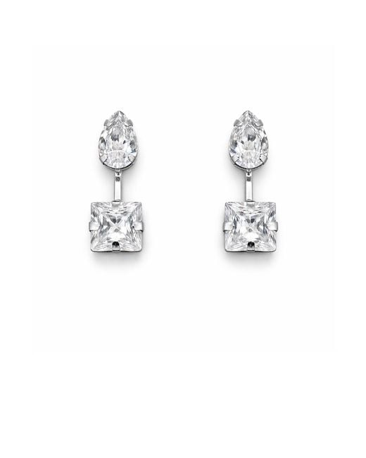 Maison De Gala Metallic Pear & Square Crystal Drop Earrings