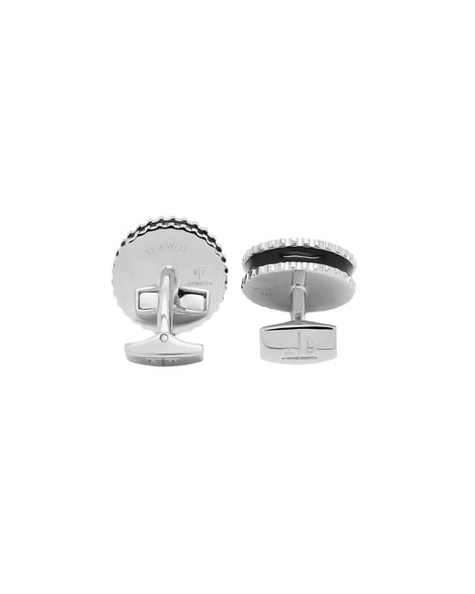 Tateossian Metallic Round Skeleton Gear Static Cufflinks With Enamel for men