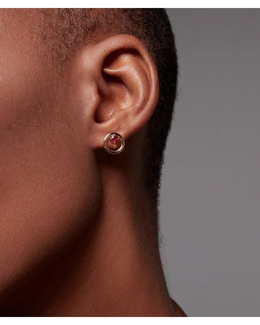 Onia Metallic Round Ruby Donut Studs