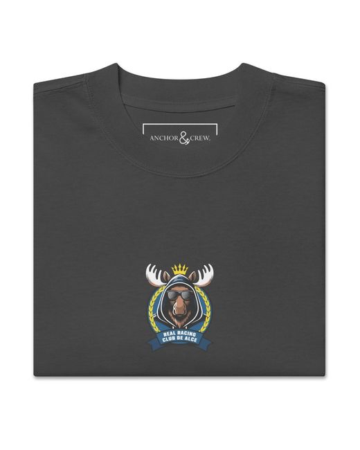 Anchor and Crew Black Faded R. R. C. Alce El Clasico Football Cotton Oversized T-Shirt for men