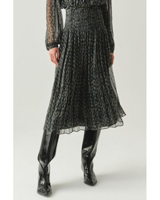 Exquise Black Vada Pleated Midi Skirt