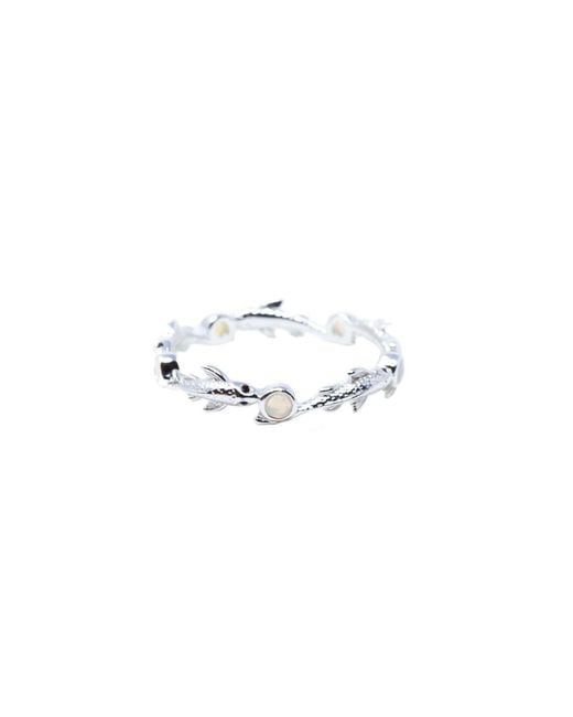 NASI SILVER White Eternity Neshama Fish Band- Opal