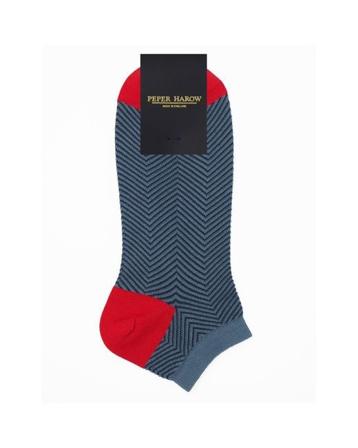 Peper Harow - Made in England Blue Trainer Socks Bundle – Seven Pairs Lux Taylor for men
