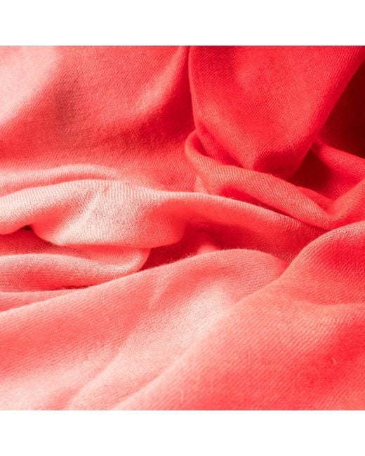 Heritagemoda Red Handwoven Coral Ombré Cashmere Scarf