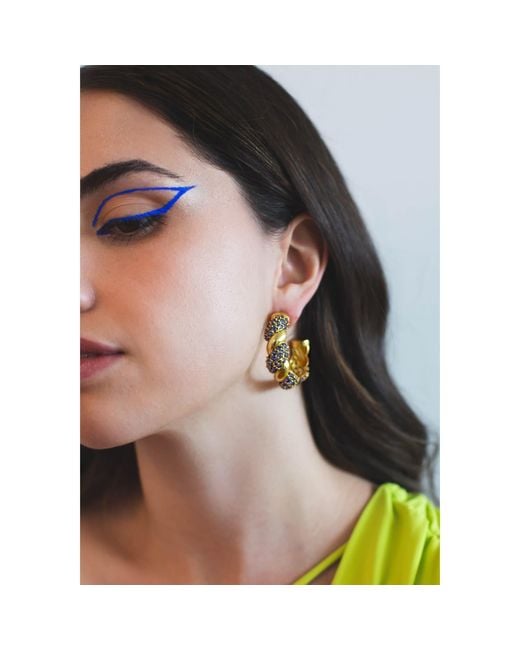 Lavani Jewels Multicolor Blue & Gold Plated Paramount Hoops