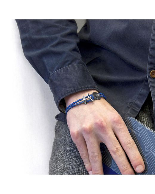 Anchor and Crew Blue Royal Delta Anchor & Braided Leather Bracelet for men
