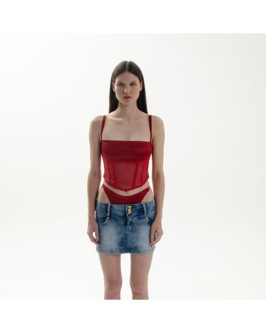 Ekcentrik Red Luscious Excess Semi-Sheer Top