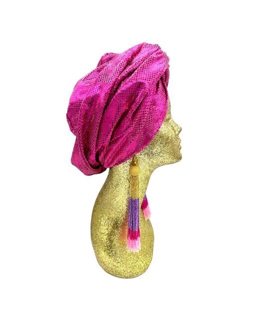 Julia Clancey Purple Magenta Snakeskin Luxe Turban