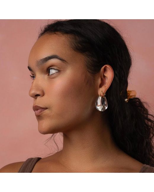 Gold & Honey Metallic Clear Chunky Bucket Lucite Hoop Earrings