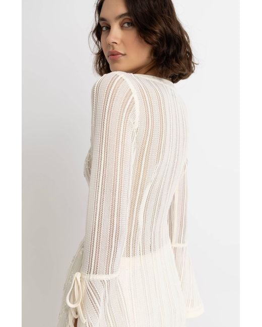 Amy Lynn White Neutrals Lucia Cream Crochet Embellished Dress