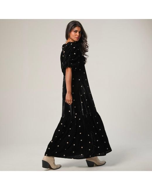 Rose & Nancy Black Mila Velvet Midi Dress