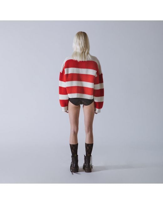 SVETA Milano Red Amélie Striped Knit Sweater