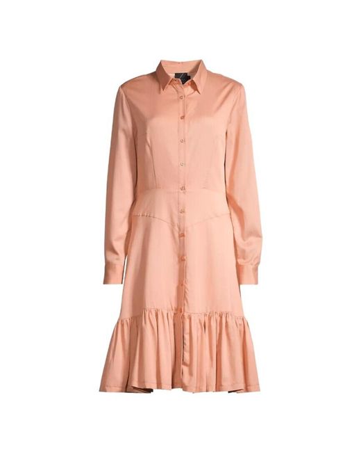 Undra Celeste New York Pink Neutrals Button Front Ruffle Dress