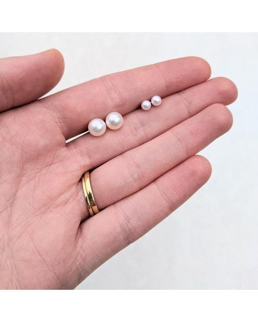 Kiri & Belle Metallic Luna Round Pearl Sterling Stud Earrings