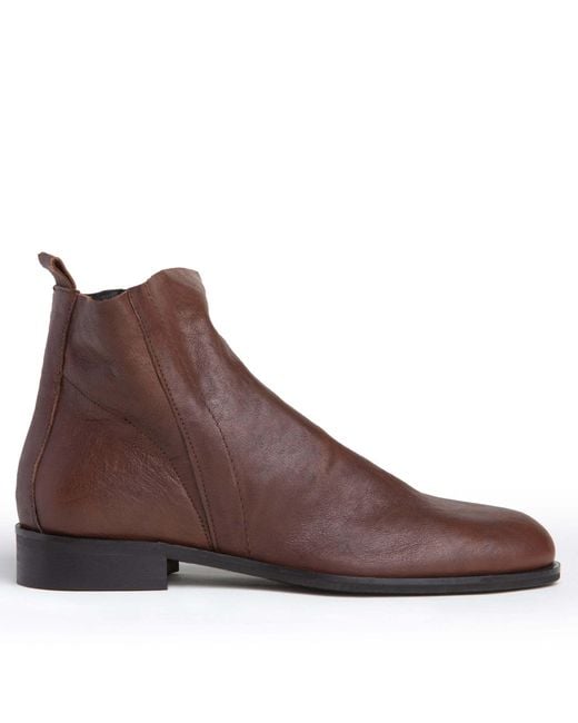 Beautiisoles by Robyn Shreiber Made in Italy Brown Renata Leather Flat Ankle Bootie