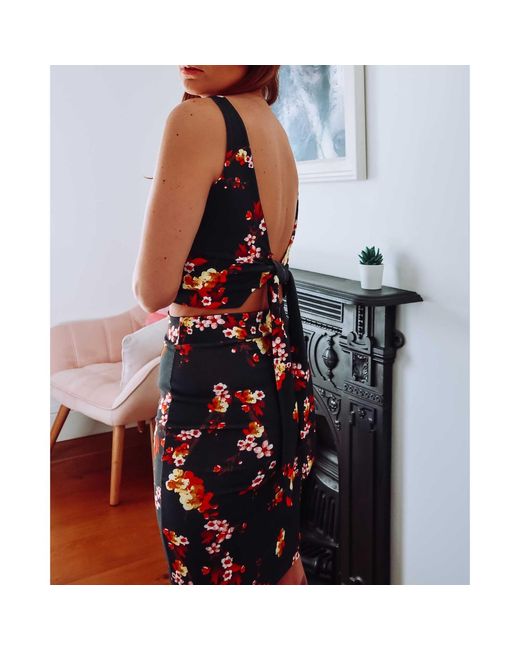 Sophie Cameron Davies Black Floral Jersey Skirt