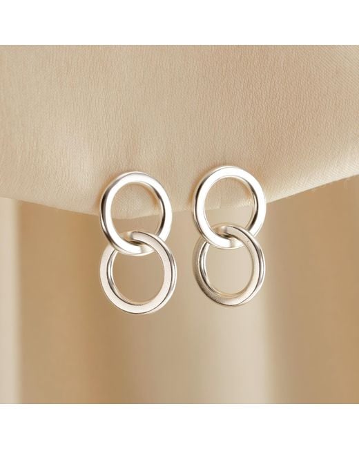 Posh Totty Designs Metallic Interlinking Hoop Charm Stud Earrings
