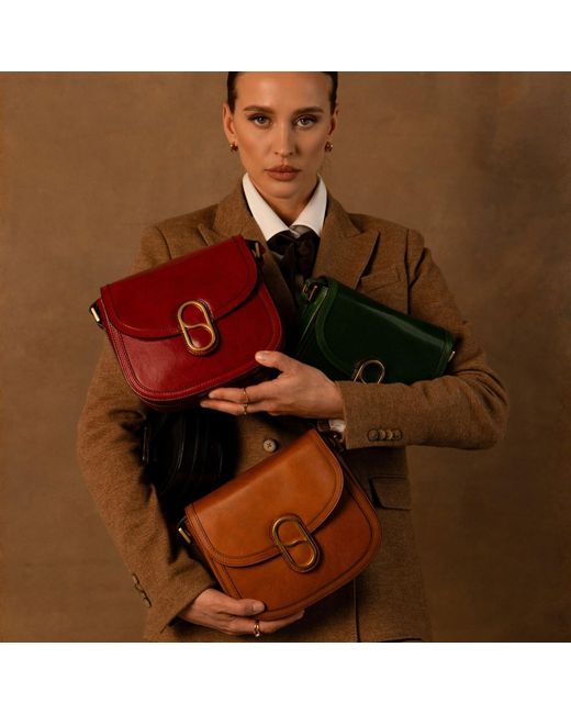 Time Resistance Brown Leather Saddle Bag