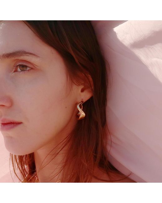 Potoska Metallic Curved Mini Hoop Earrings