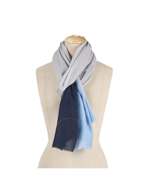 Heritagemoda Blue Neutrals Ombré Misty Horizon Wool Scarf