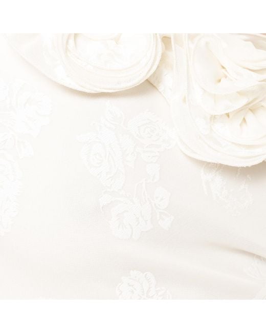 Nissa White Floral-Appliqué Midi Dress