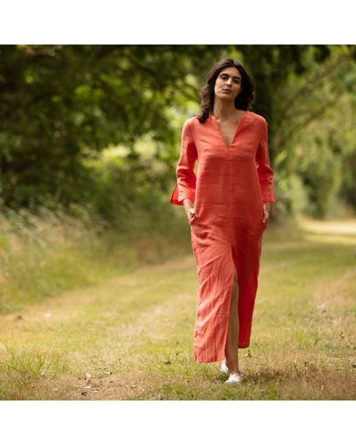 Antra Designs Red Maxi Linen Tangerine