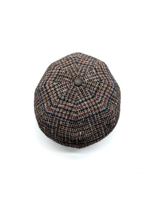 DORIA 1905 Multicolor Prince-Of-Wales Tweed Woven Cap for men