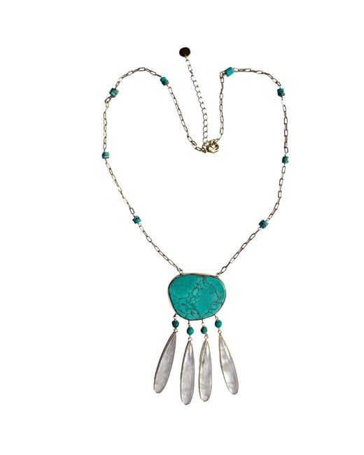 Rare Matters Jewelry Blue Dream Catcher Organic & Clear Quartz Necklace