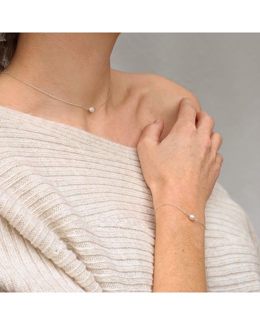 Kiri & Belle White Mini Cara Single Pearl Sterling Bracelet