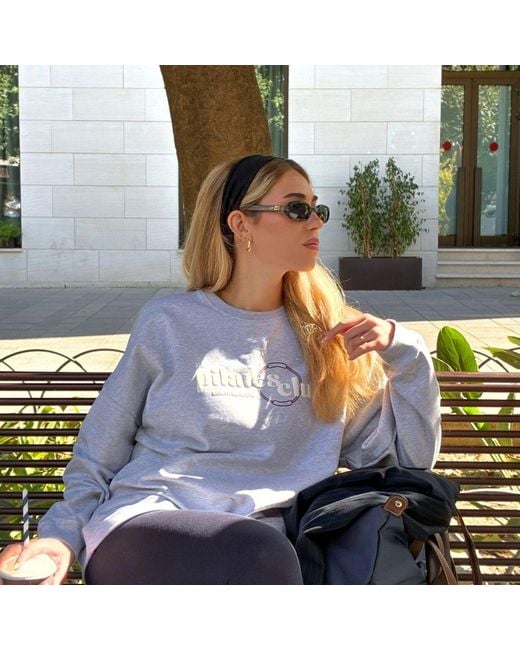 Mimhi Maison Gray Pilates Club Oversized Sweatshirt – Melange Crewneck