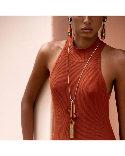 Gissa Bicalho Red Handmade Acrylic Necklace Pendant Verner