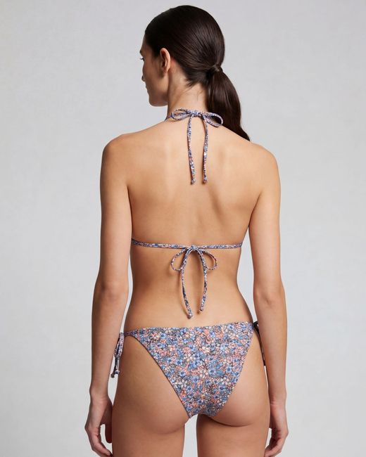 Lords of Harlech Blue Flavia Floral Field Coral Bikini Top