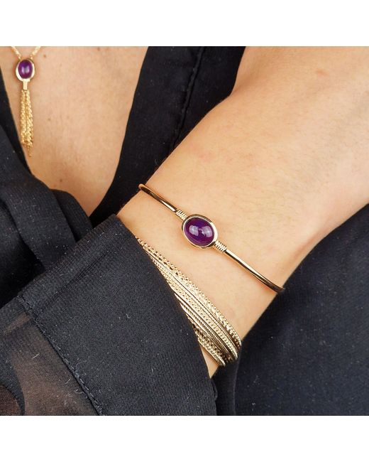 Harfi Metallic Vermeil Amethyst February Birthstone Bangle
